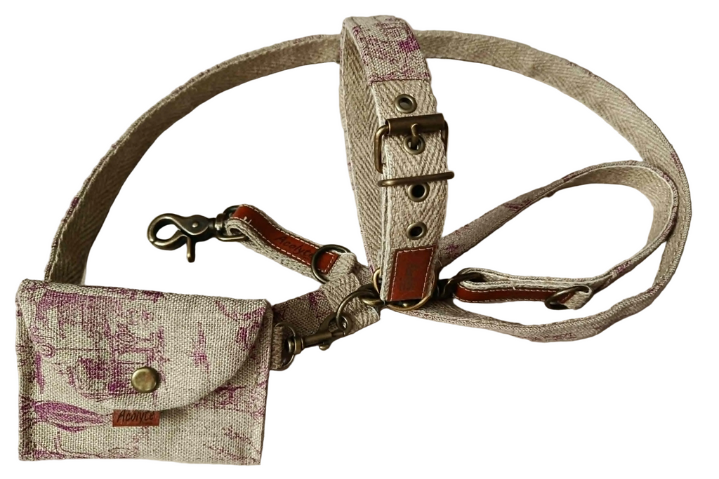 Collier LIN-temporel Toile de Jouy parme