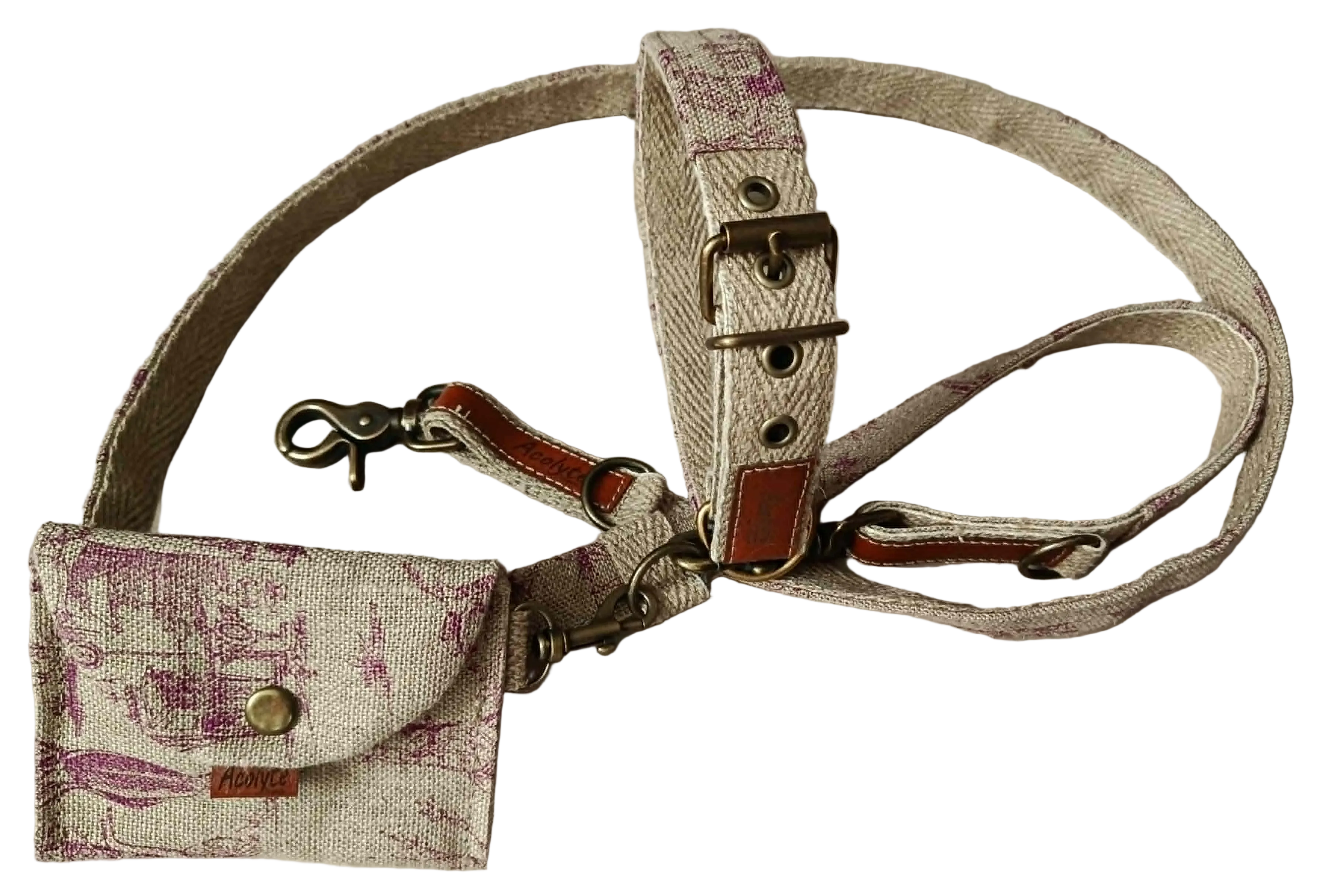 Collier LIN-temporel Toile de Jouy parme
